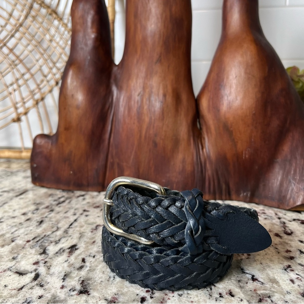 Braided Capezio Leather Belt with Silver Buckle